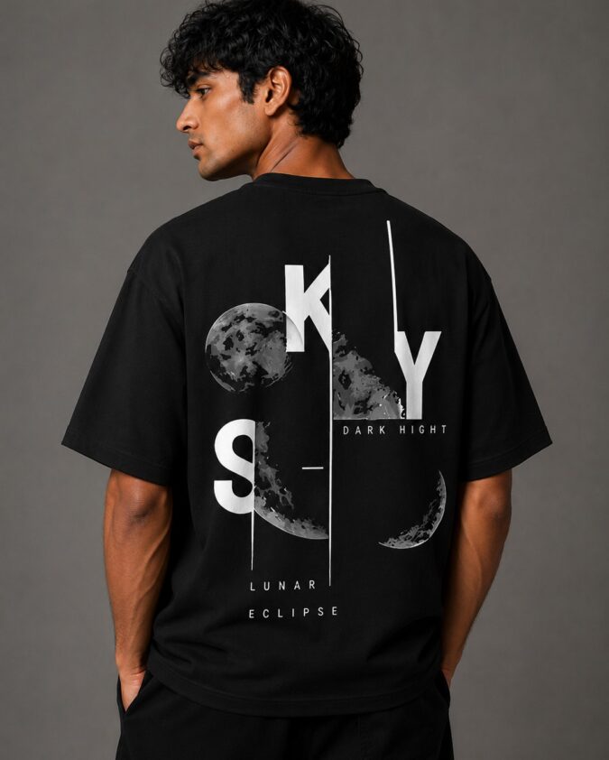 Sky Lunar Eclipse Oversized T-Shirt | Premium 240 GSM Cotton | FlexU