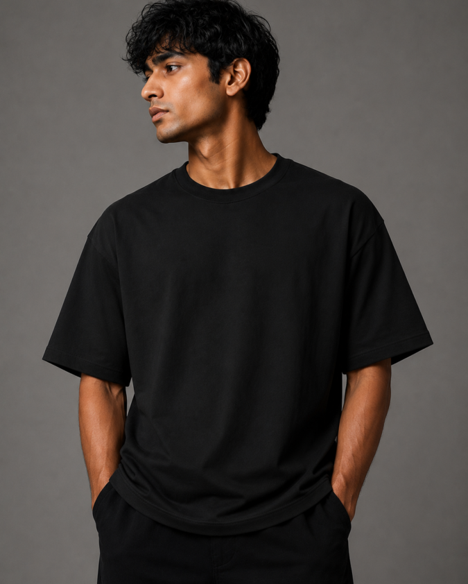 Plain Black Oversized T-Shirt | Classic Everyday Essential