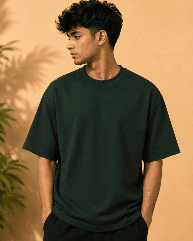 Plain Green Oversized T-Shirt | Premium 240 GSM Cotton | FlexU